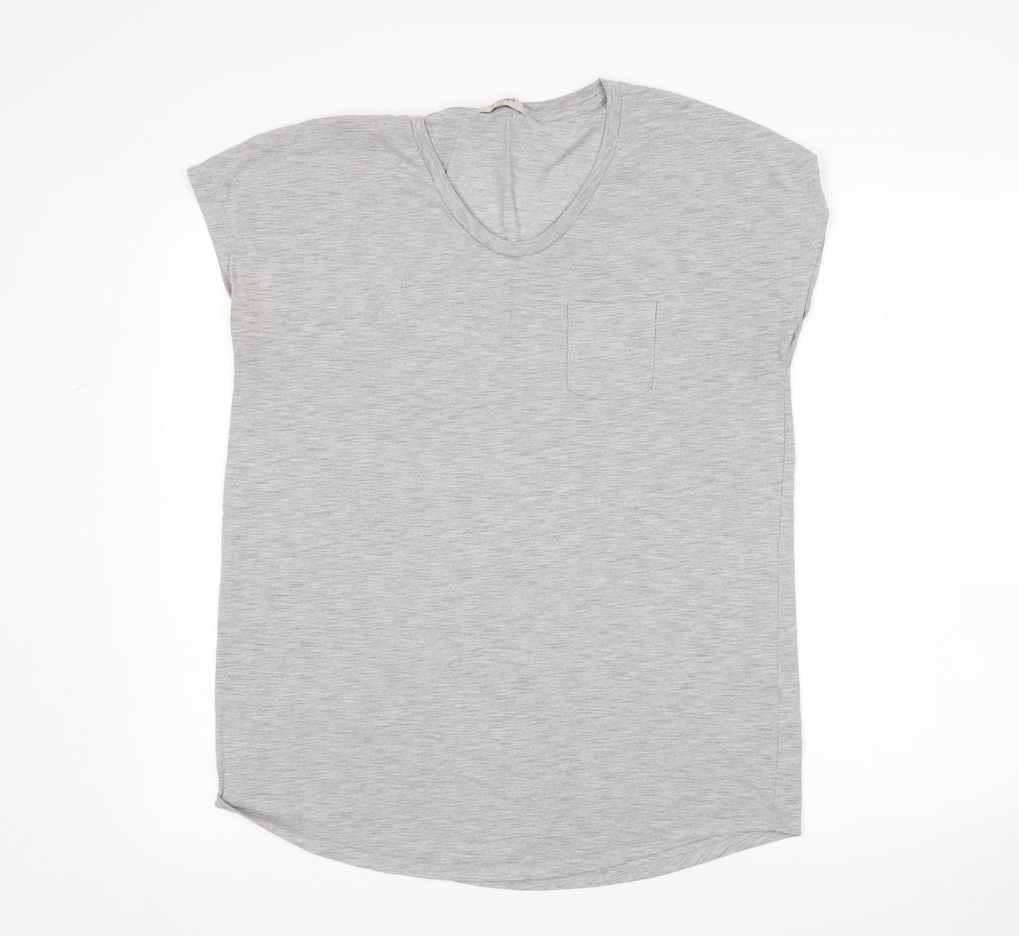 Papaya Womens Grey  Polyester Basic T-Shirt Size M V-Neck