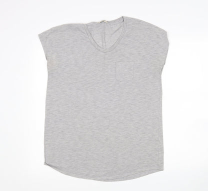 Papaya Womens Grey  Polyester Basic T-Shirt Size M V-Neck