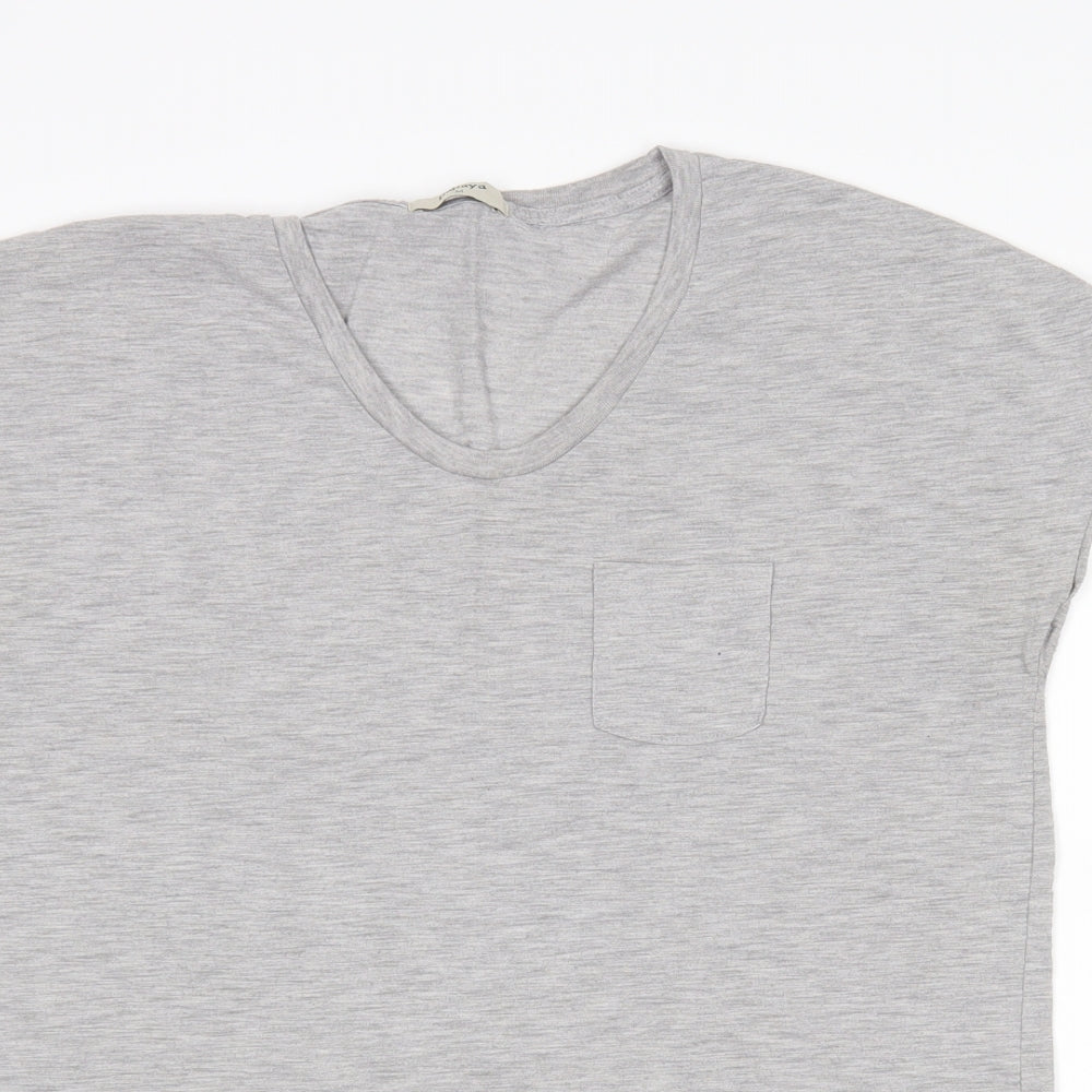 Papaya Womens Grey  Polyester Basic T-Shirt Size M V-Neck