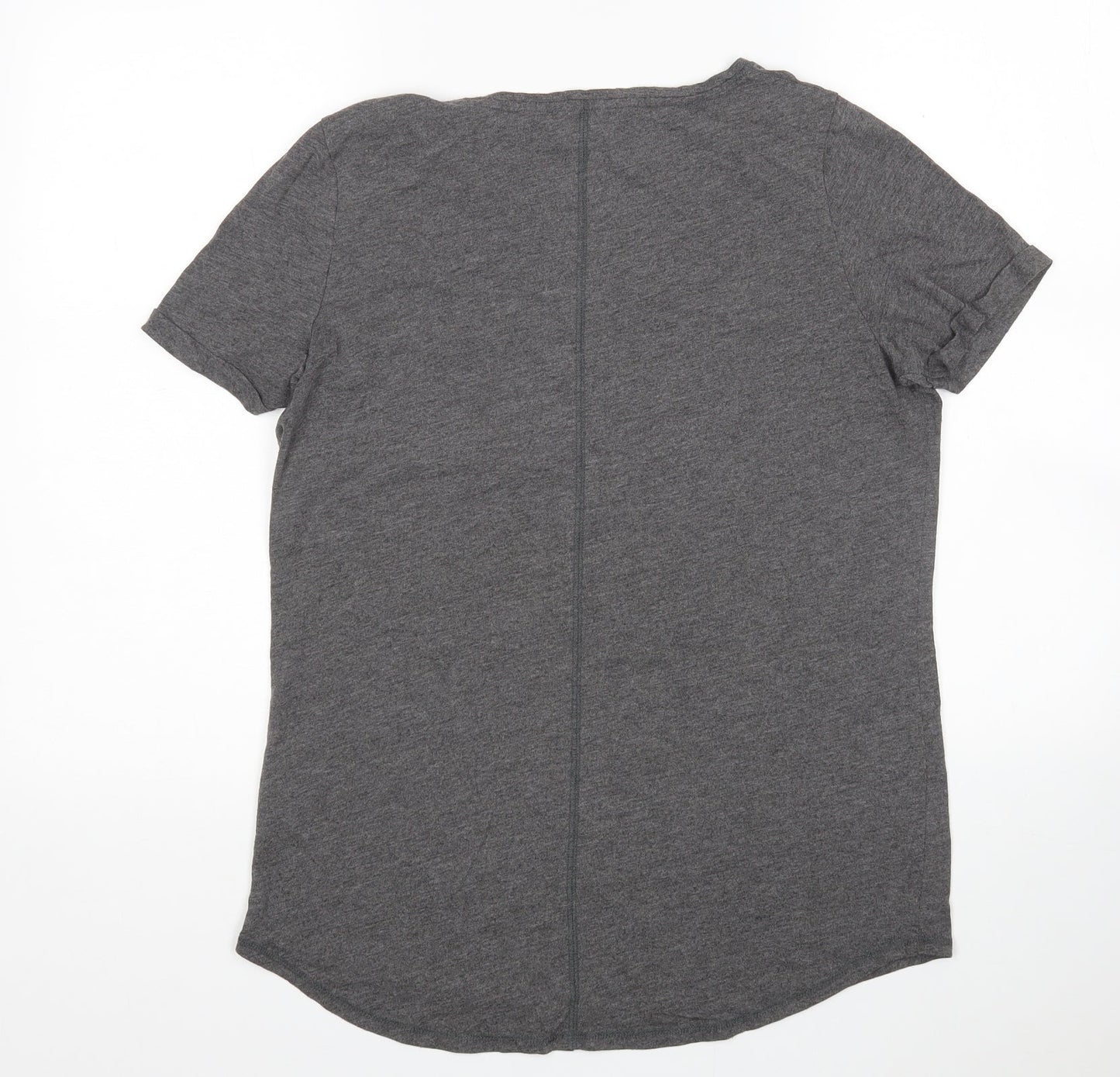 Papaya Womens Grey  Viscose Basic T-Shirt Size M V-Neck