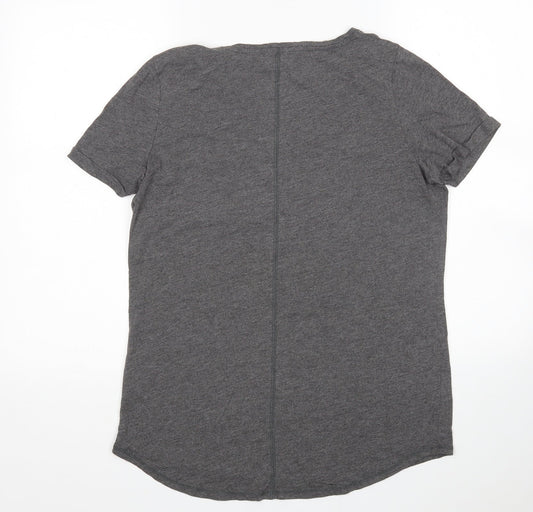 Papaya Womens Grey  Viscose Basic T-Shirt Size M V-Neck