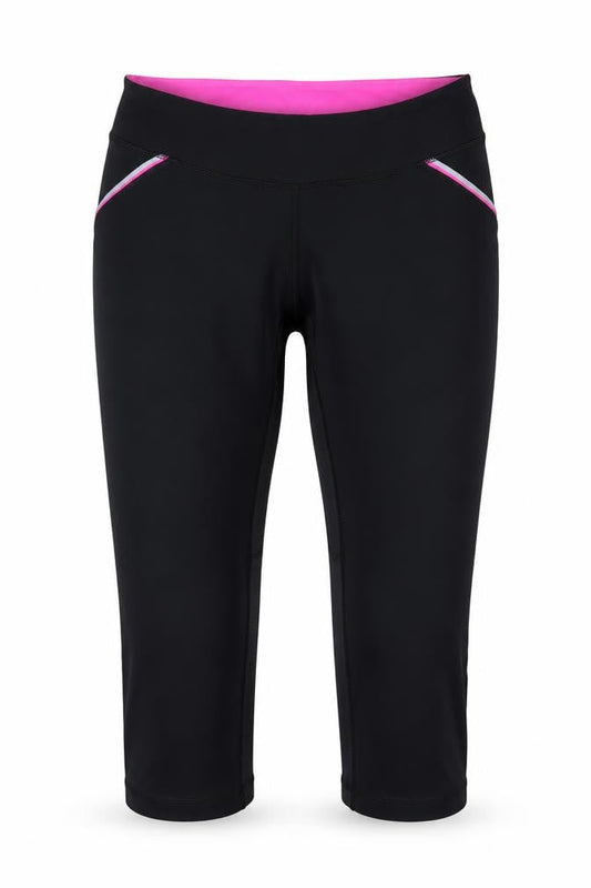Front view of Ki women’s black polyester compression shorts, size M, 20-inch leg regular