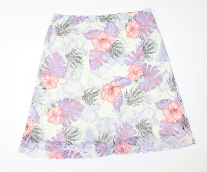 EYE CATCH Womens Multicoloured Floral Polyester A-Line Skirt Size 26