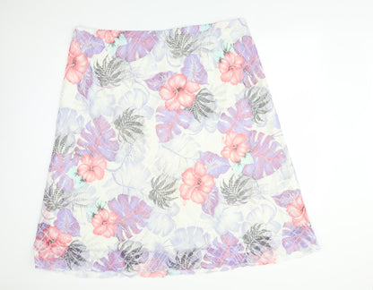EYE CATCH Womens Multicoloured Floral Polyester A-Line Skirt Size 26