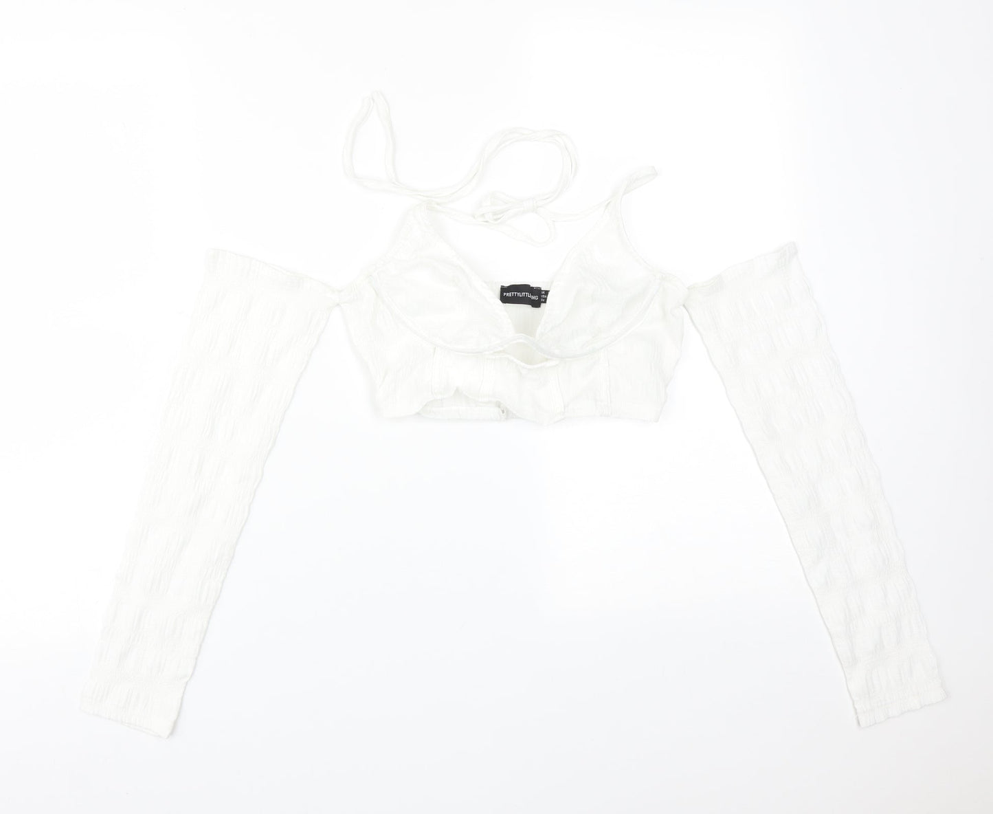 Womens UK Size 6 PRETTYLITTLETHING White Basic T-Shirt