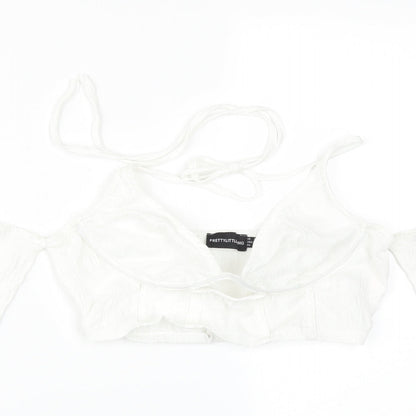 Womens UK Size 6 PRETTYLITTLETHING White Basic T-Shirt