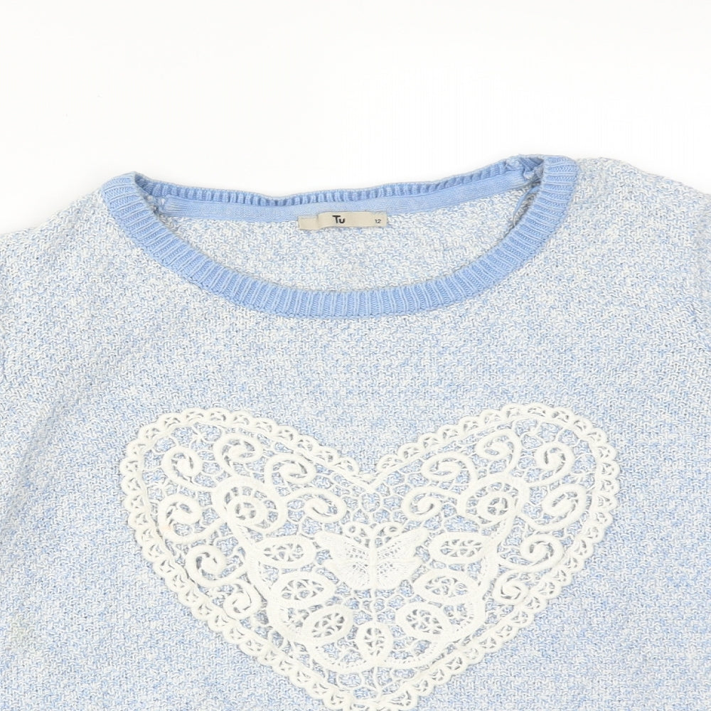 TU Womens Multicoloured  Cotton Pullover Sweatshirt Size 12   - HEART