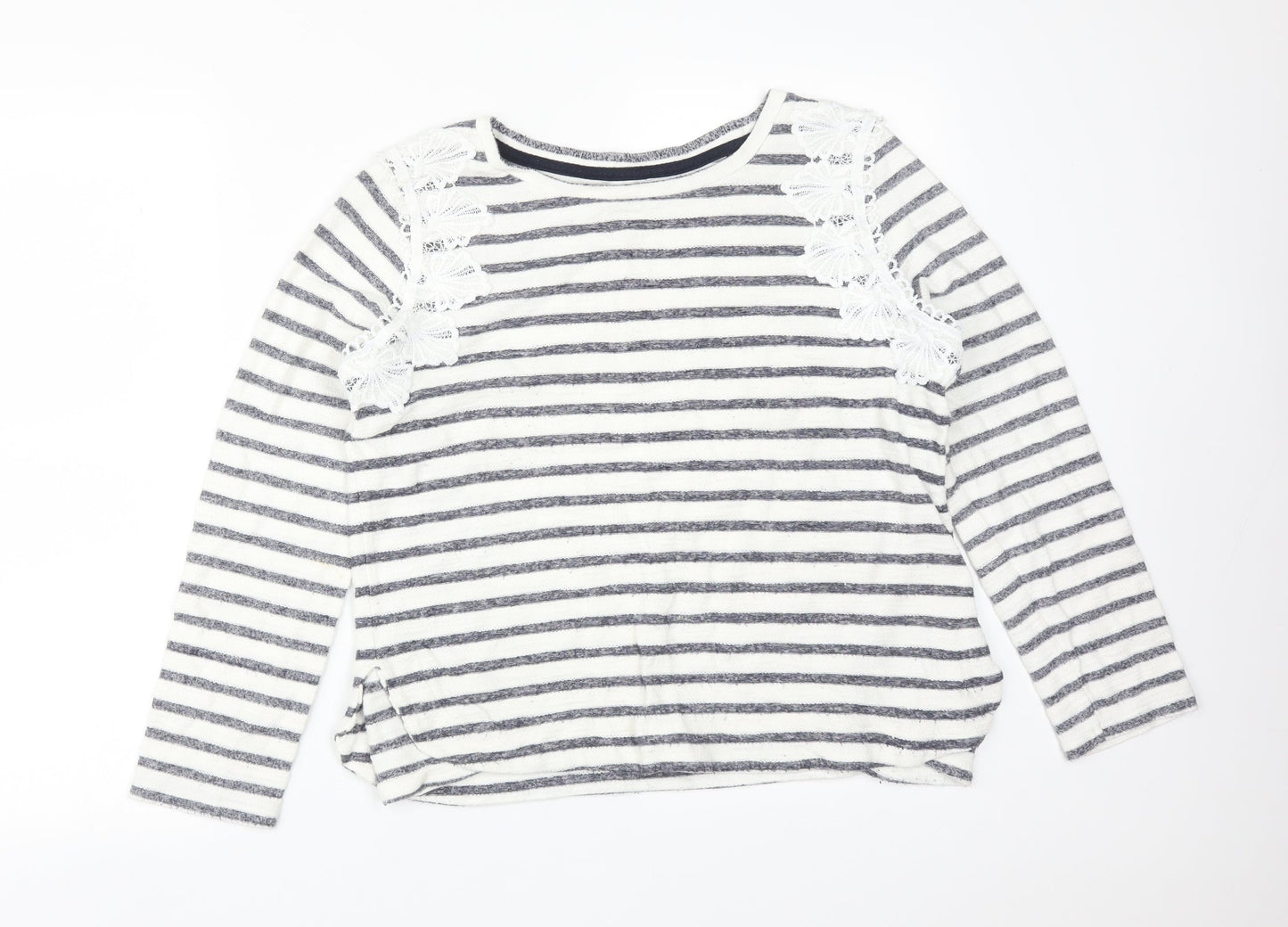 Matalan Womens Multicoloured Striped Cotton Basic T-Shirt Size 12 Boat Neck