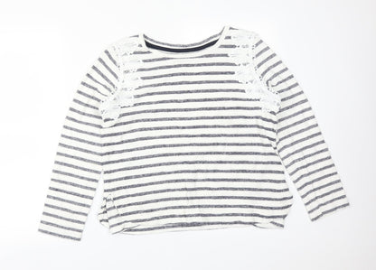 Matalan Womens Multicoloured Striped Cotton Basic T-Shirt Size 12 Boat Neck