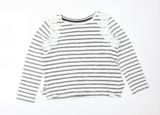 Matalan Womens Multicoloured Striped Cotton Basic T-Shirt Size 12 Boat Neck