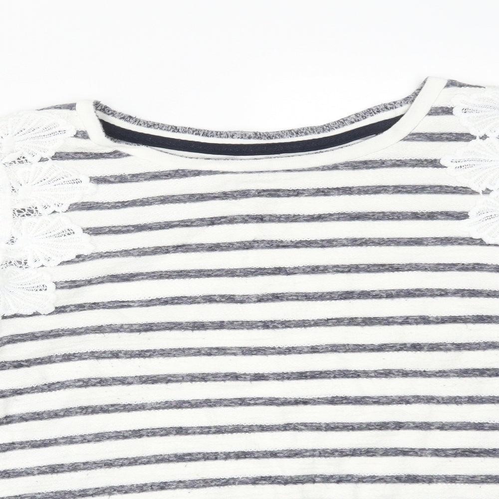 Matalan Womens Multicoloured Striped Cotton Basic T-Shirt Size 12 Boat Neck