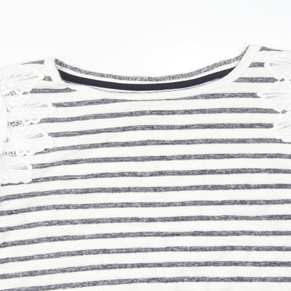 Matalan Womens Multicoloured Striped Cotton Basic T-Shirt Size 12 Boat Neck