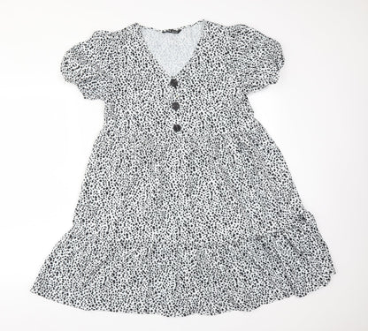 SheIn Womens Multicoloured Animal Print Polyester A-Line  Size S V-Neck