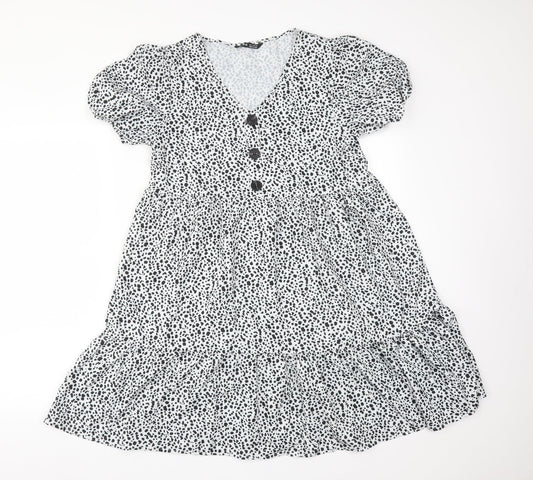 SheIn Womens Multicoloured Animal Print Polyester A-Line  Size S V-Neck