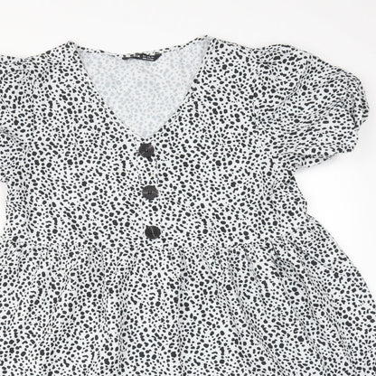 SheIn Womens Multicoloured Animal Print Polyester A-Line  Size S V-Neck