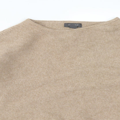 Primark Womens Brown Striped Viscose Basic T-Shirt Size S Round Neck