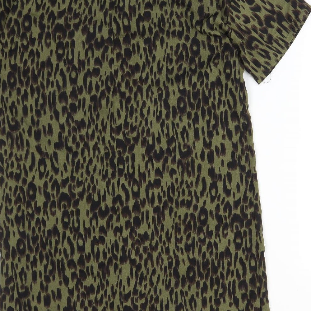 Boohoo Womens Multicoloured Animal Print Polyester Basic T-Shirt Size 10 Round Neck