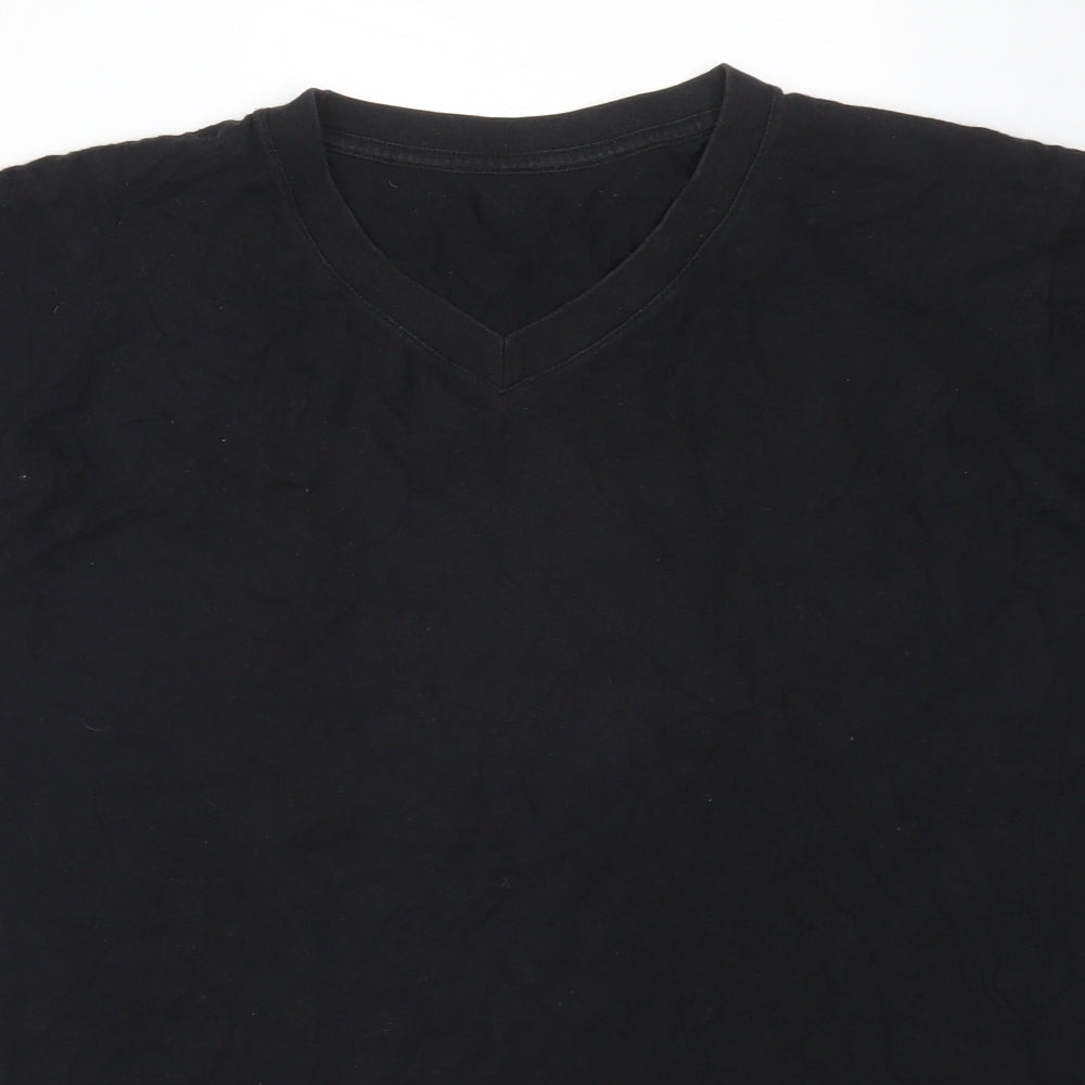 Preworn Mens Black  Cotton  T-Shirt Size M V-Neck