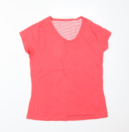M&S Womens Pink  Cotton Basic T-Shirt Size 10 Round Neck
