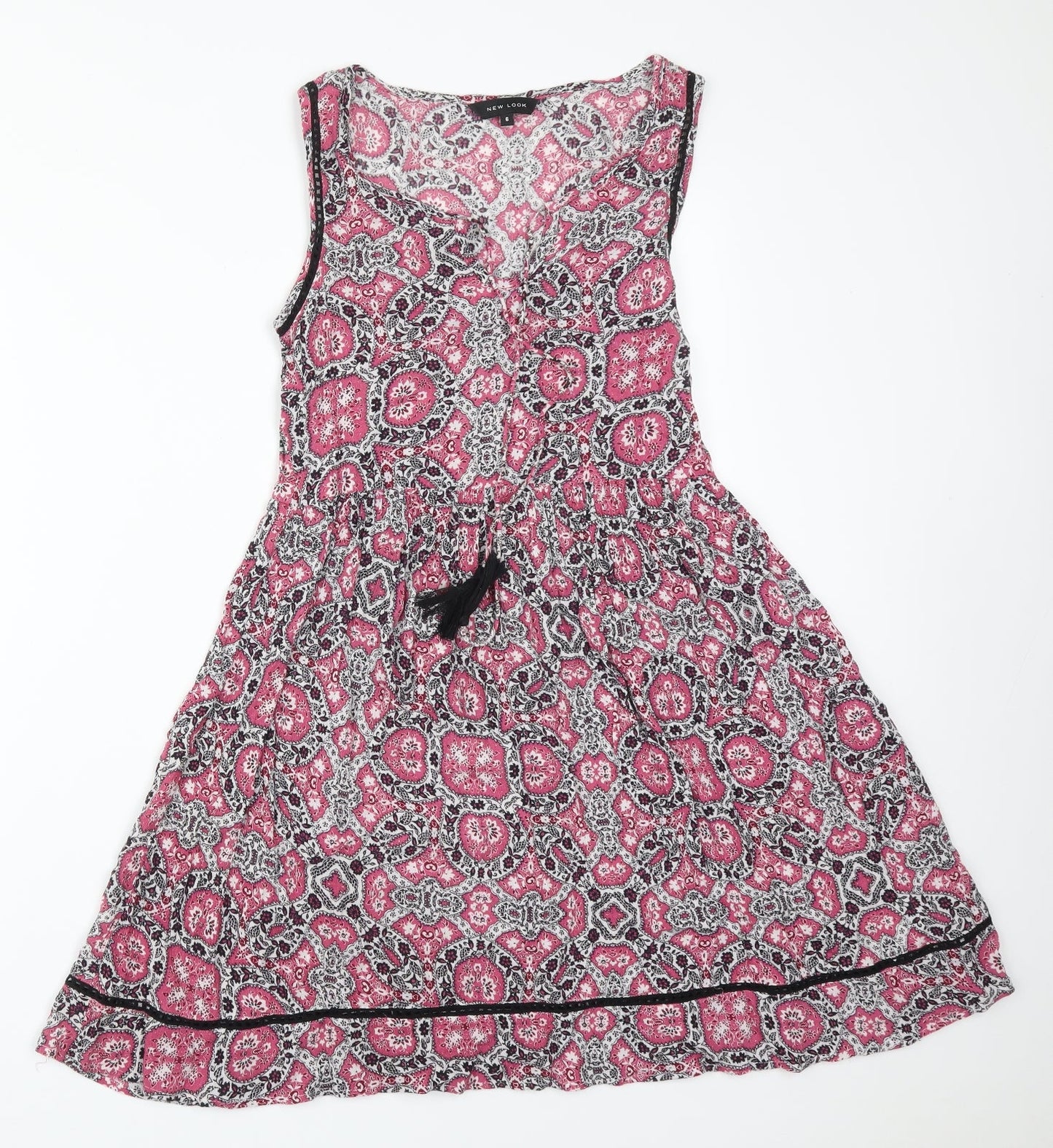 New Look Womens Multicoloured Floral Viscose A-Line  Size 6 V-Neck