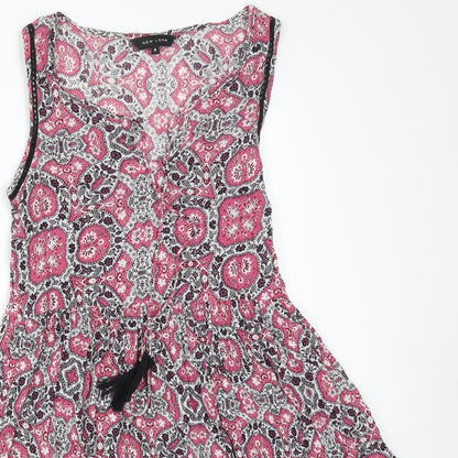 New Look Womens Multicoloured Floral Viscose A-Line  Size 6 V-Neck