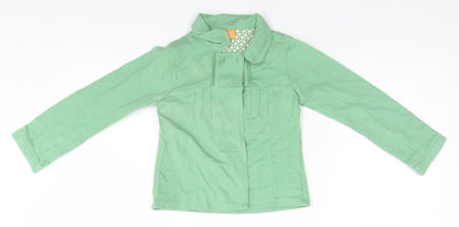 MINIMODE Girls Green Collared  Cotton Cardigan Jumper Size 5-6 Years