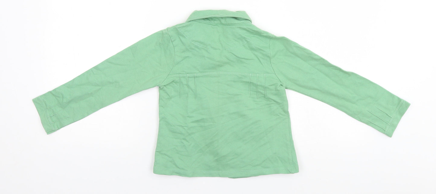 MINIMODE Girls Green Collared  Cotton Cardigan Jumper Size 5-6 Years
