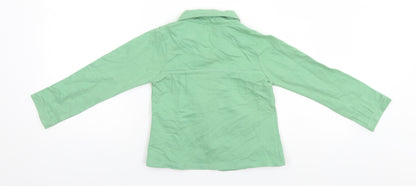 MINIMODE Girls Green Collared  Cotton Cardigan Jumper Size 5-6 Years