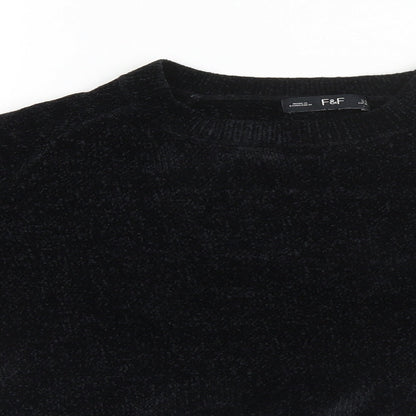 F&F Womens Black Round Neck  Polyester Pullover Jumper Size 6