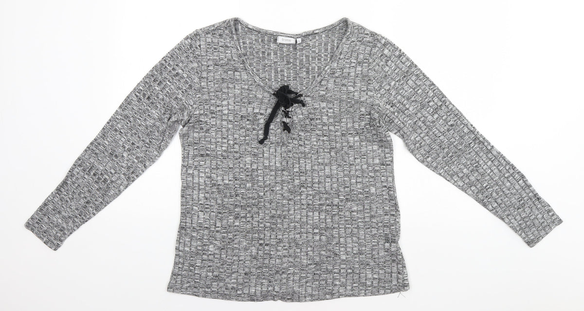 Fransa Womens Silver Round Neck   Pullover Jumper Size L