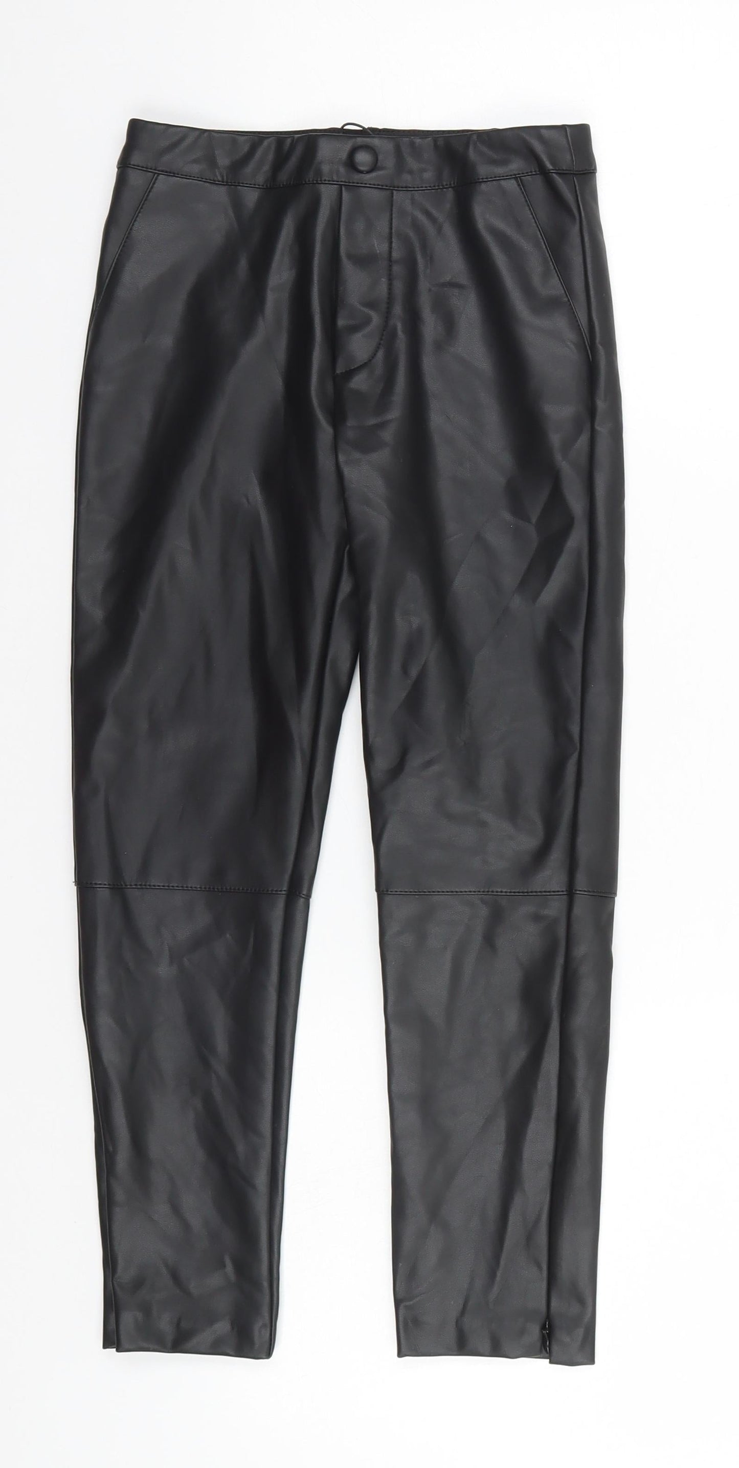 Zara Boys Black  Polyurethane Capri Trousers Size 8 Years  Regular