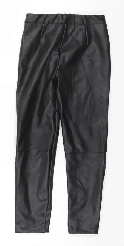 Zara Boys Black  Polyurethane Capri Trousers Size 8 Years  Regular