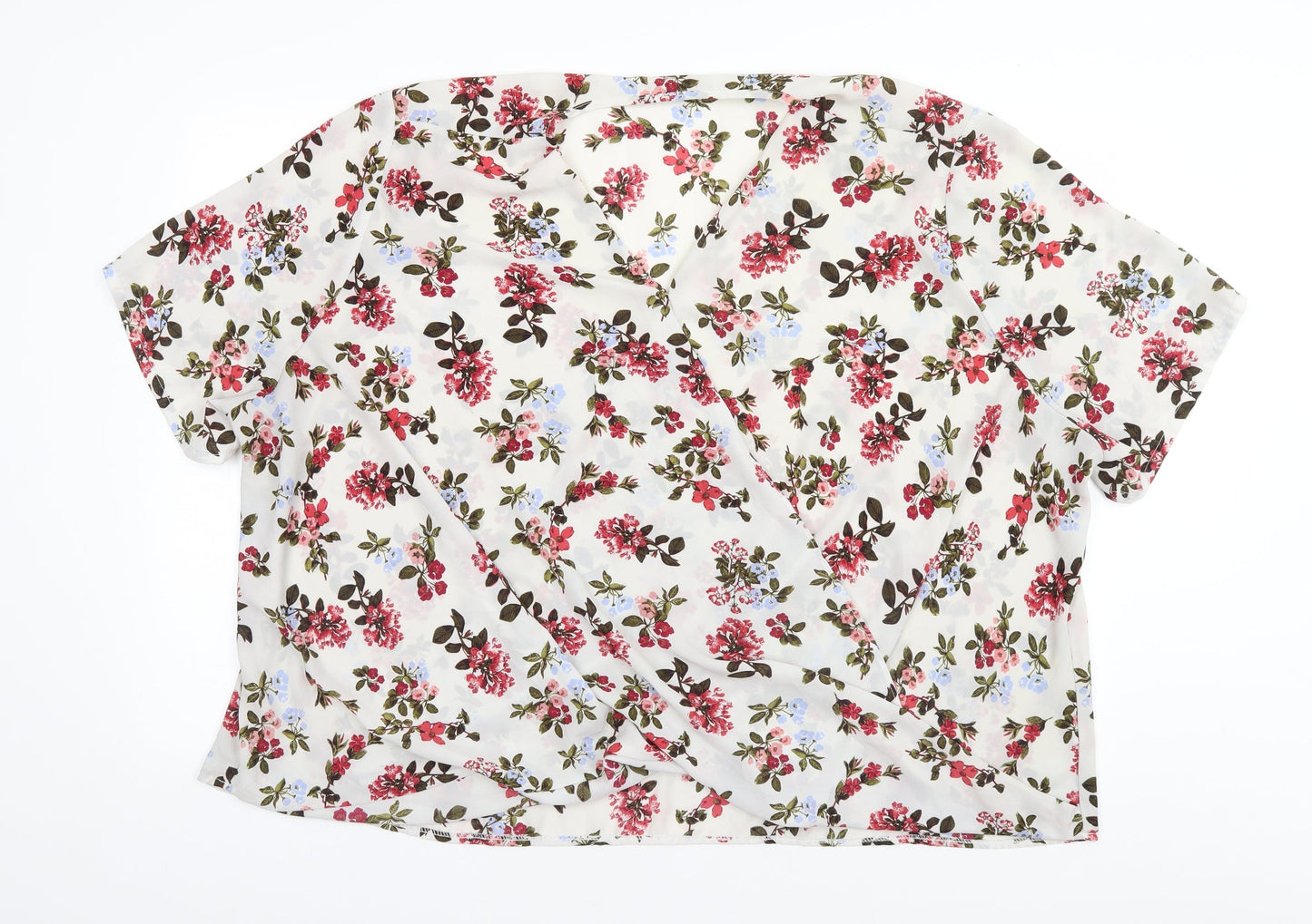 Anthology Womens Grey Floral  Basic Blouse  V-Neck