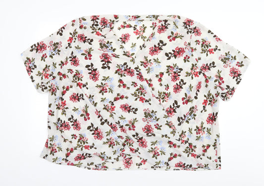 Anthology Womens Grey Floral  Basic Blouse  V-Neck