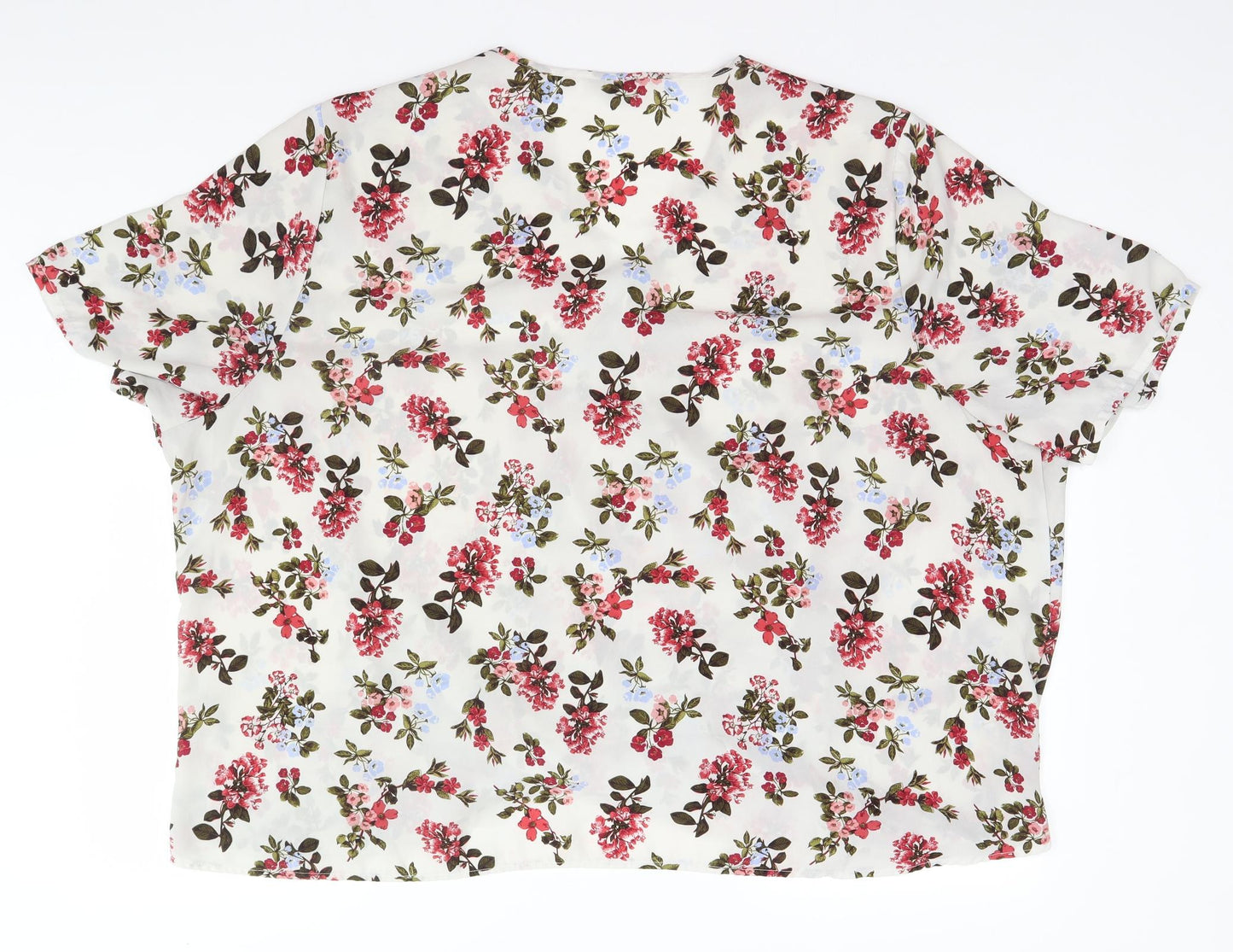 Anthology Womens Grey Floral  Basic Blouse  V-Neck