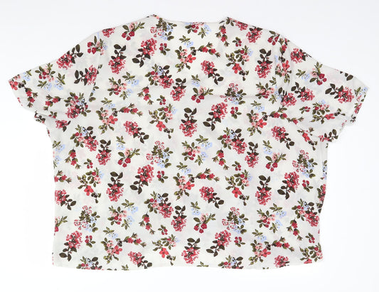 Anthology Womens Grey Floral  Basic Blouse  V-Neck