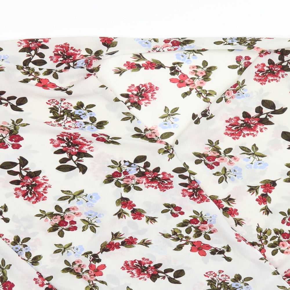 Anthology Womens Grey Floral  Basic Blouse  V-Neck