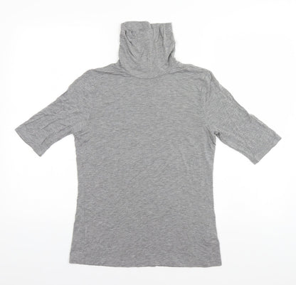Marks and Spencer Womens Grey  Viscose Basic T-Shirt Size 14 Roll Neck