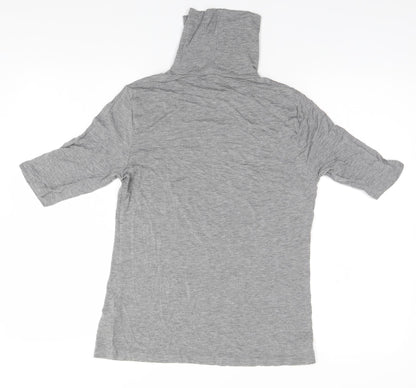 Marks and Spencer Womens Grey  Viscose Basic T-Shirt Size 14 Roll Neck