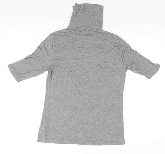 Marks and Spencer Womens Grey  Viscose Basic T-Shirt Size 14 Roll Neck