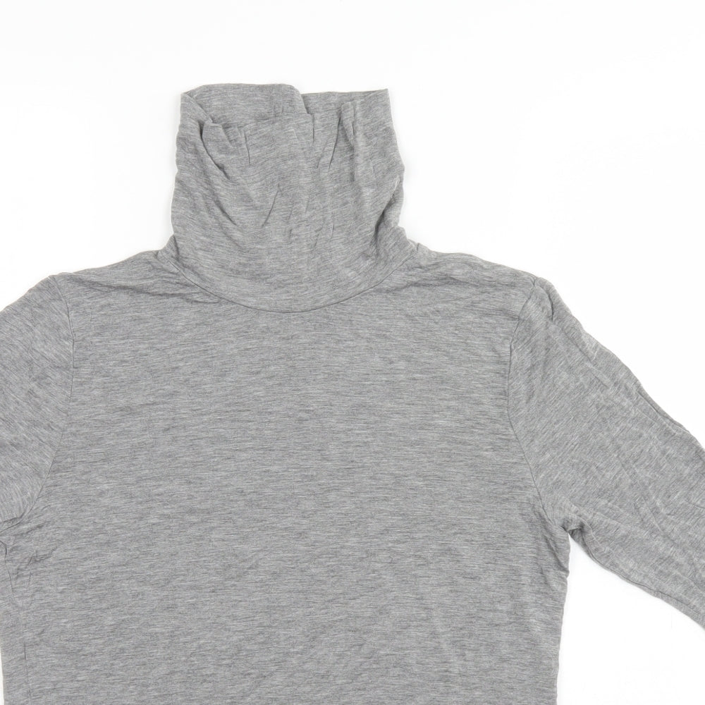 Marks and Spencer Womens Grey  Viscose Basic T-Shirt Size 14 Roll Neck