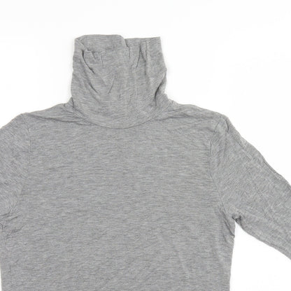 Marks and Spencer Womens Grey  Viscose Basic T-Shirt Size 14 Roll Neck