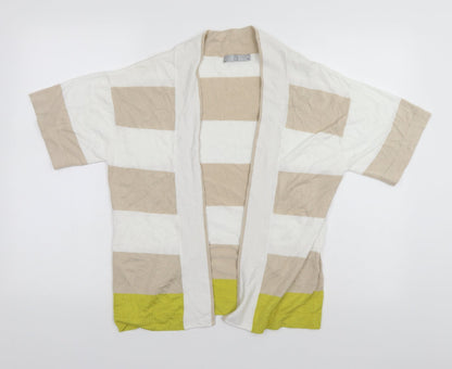 TU Womens White Round Neck Striped Viscose Cardigan Jumper Size 12