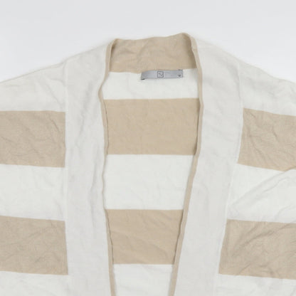 TU Womens White Round Neck Striped Viscose Cardigan Jumper Size 12