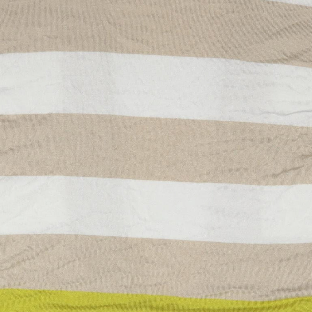 TU Womens White Round Neck Striped Viscose Cardigan Jumper Size 12