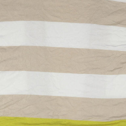 TU Womens White Round Neck Striped Viscose Cardigan Jumper Size 12