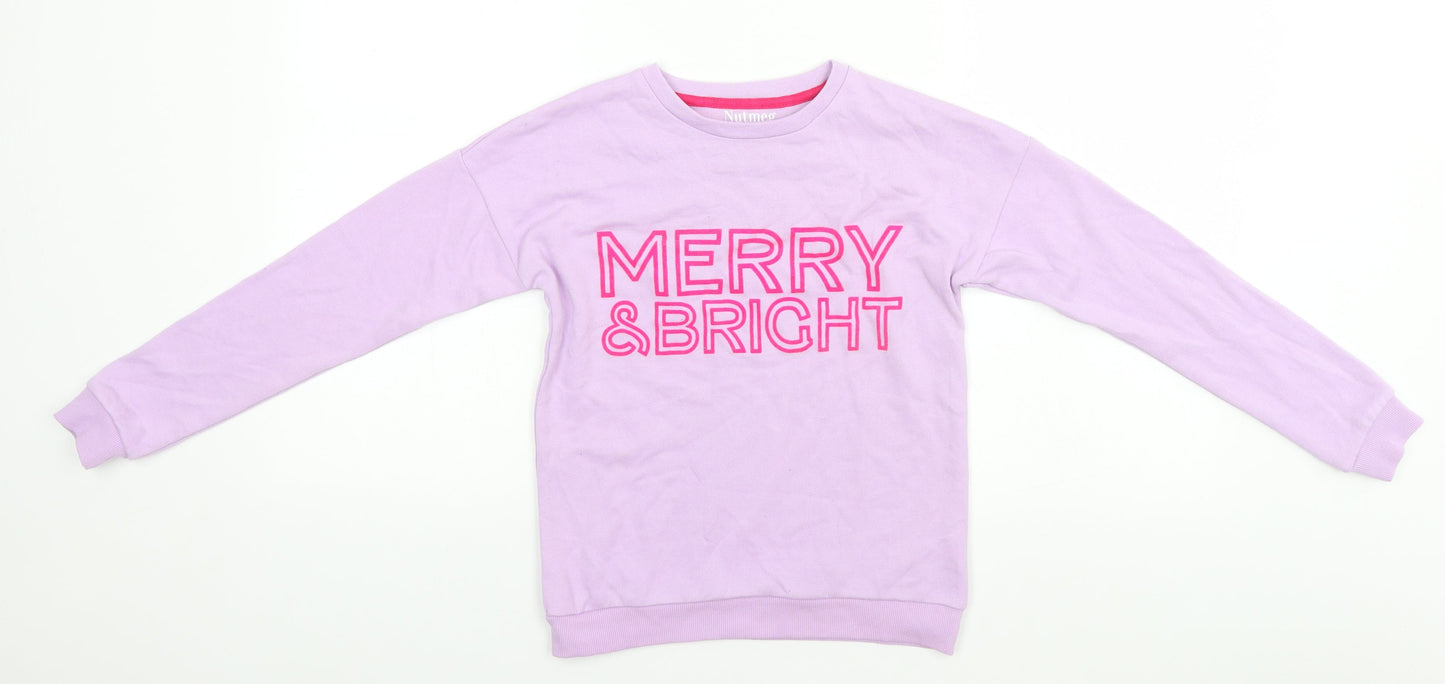 Nutmeg Girls Blue Round Neck  Polyester Pullover Jumper Size 10-11 Years   - Merry & Bright