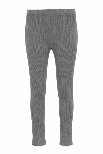 Front view of ASOS women’s grey acrylic trousers, size UK 10, 26-inch leg regular