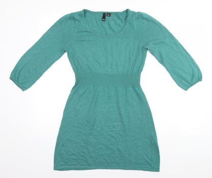 H&M Womens Green  Acrylic A-Line  Size 10 Round Neck