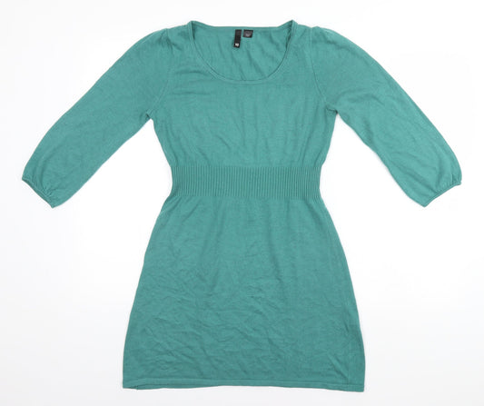 H&M Womens Green  Acrylic A-Line  Size 10 Round Neck